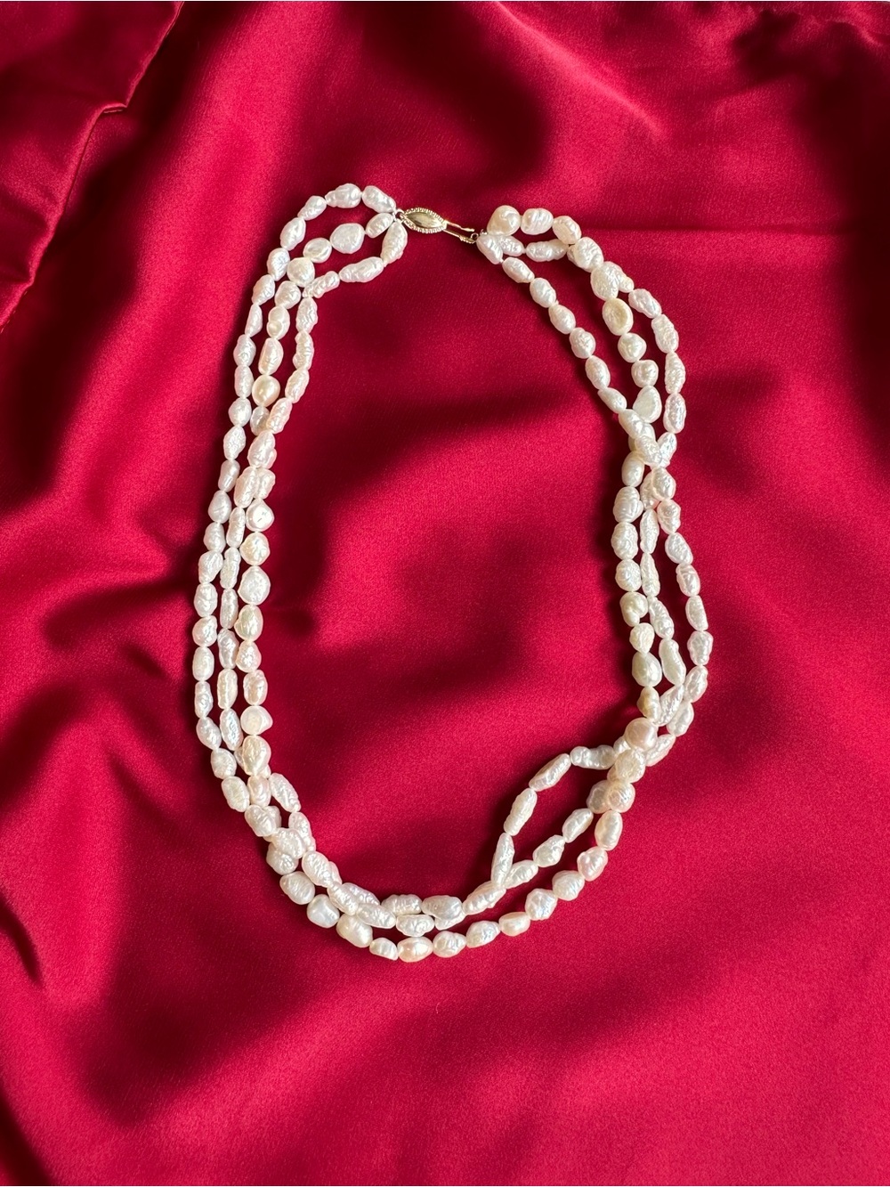 14K Gold Baroque Pearl Necklace# vintage